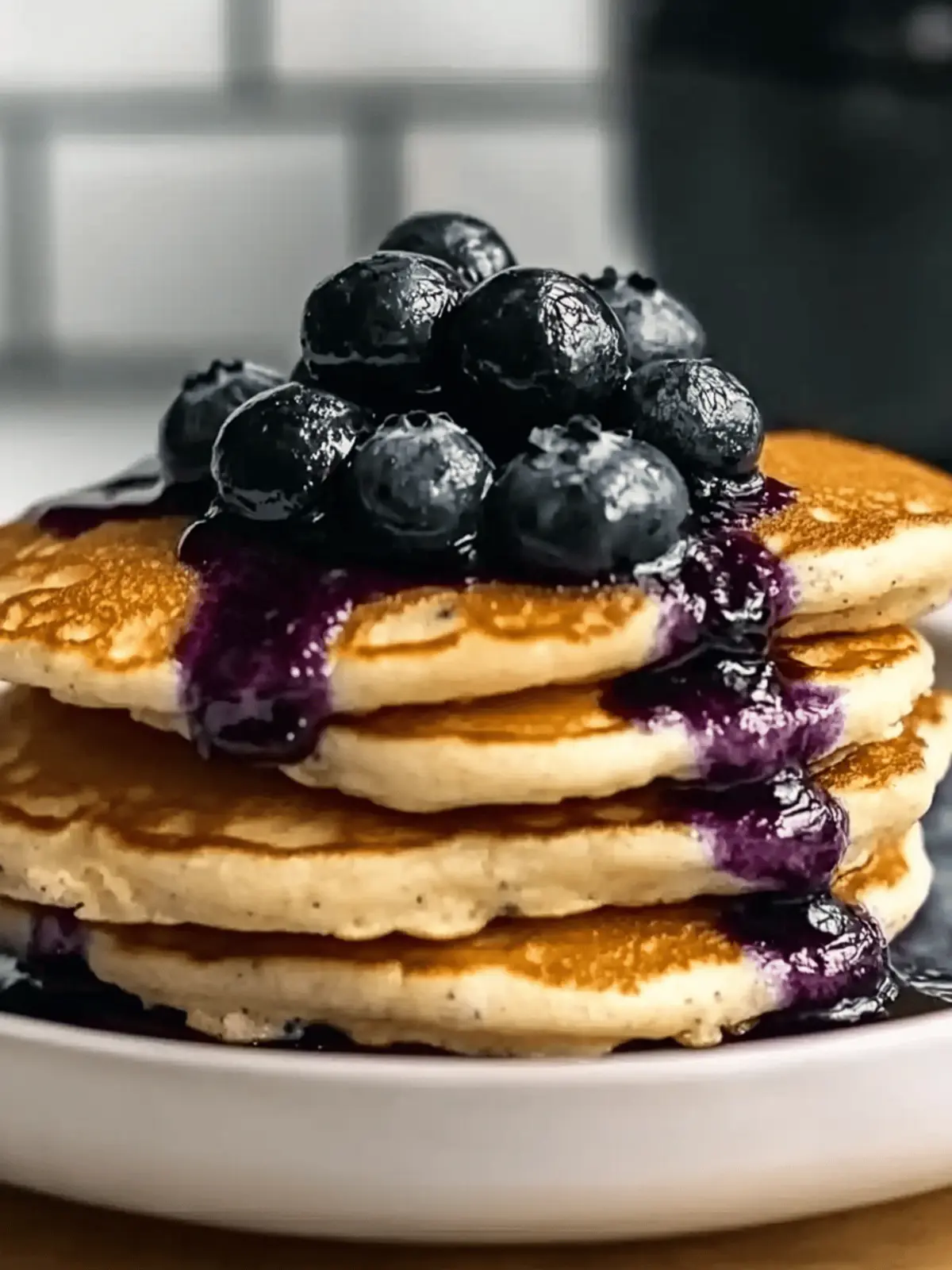Fluffy Ricotta Pancakes with Salted Blueberry Butter