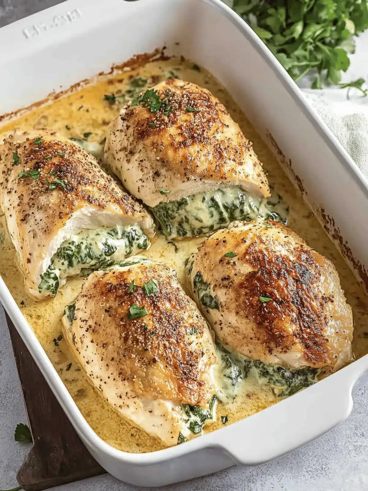 Baked Stuffed Chicken with Spinach and Cheese