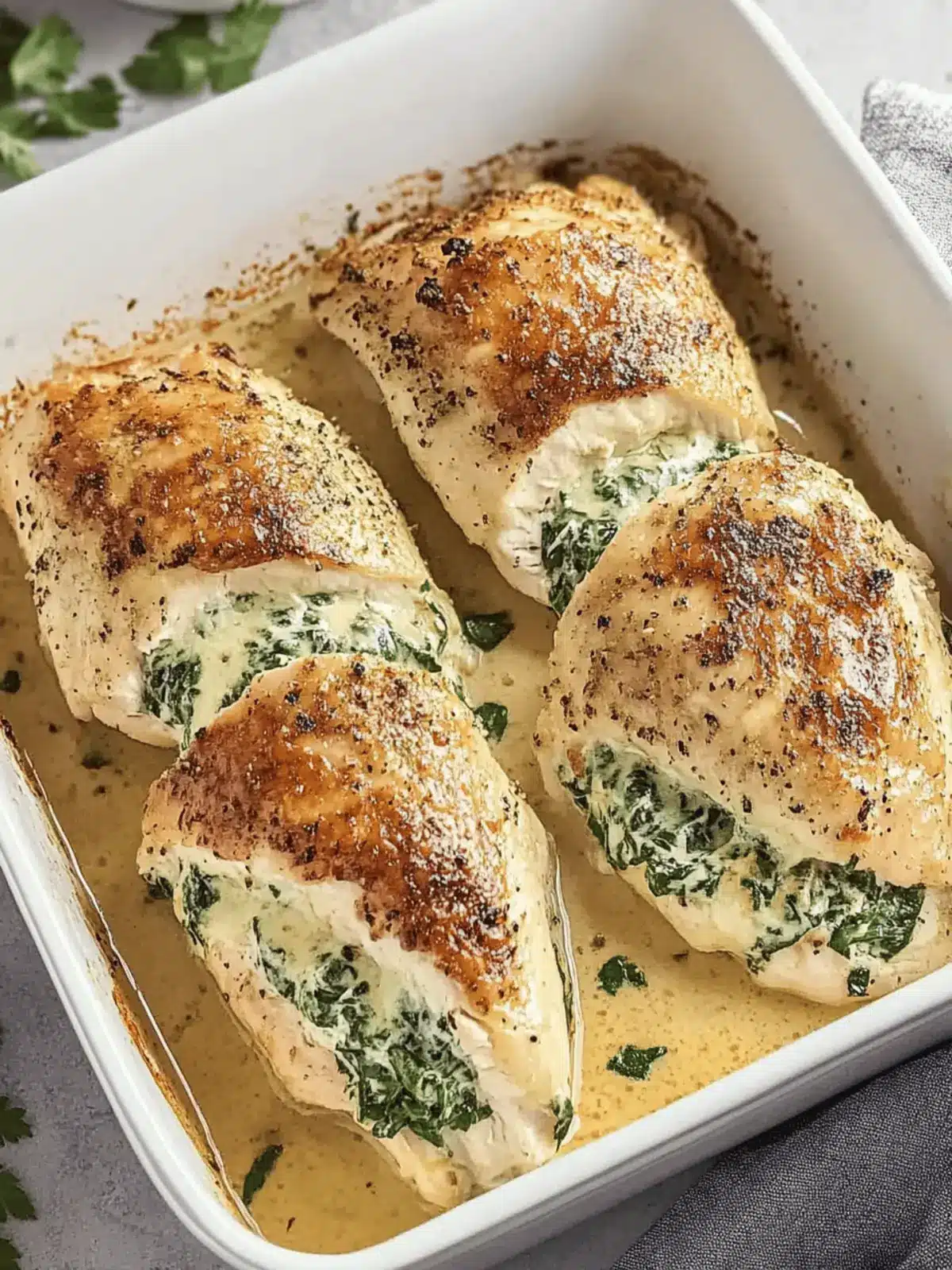 Baked Stuffed Chicken with Spinach and Cheese